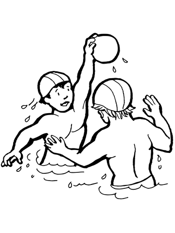 Kids Playing Water Polo Coloring Page